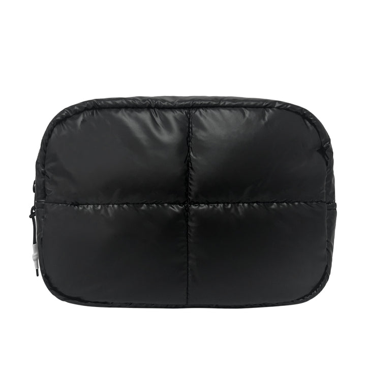 Black rectangular toiletry bag with zippers on a white background #color_black