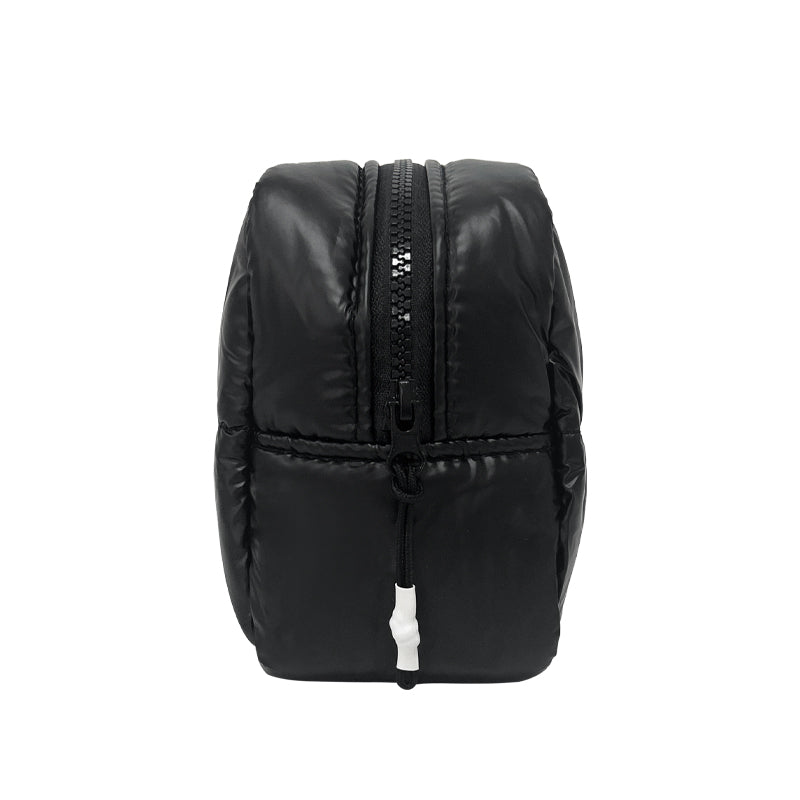 Black toiletry bag with a zipper on a white background #color_black