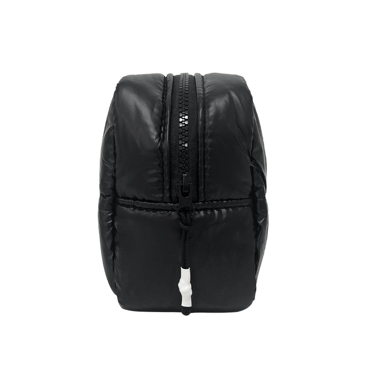 Black toiletry bag with a zipper on a white background #color_black