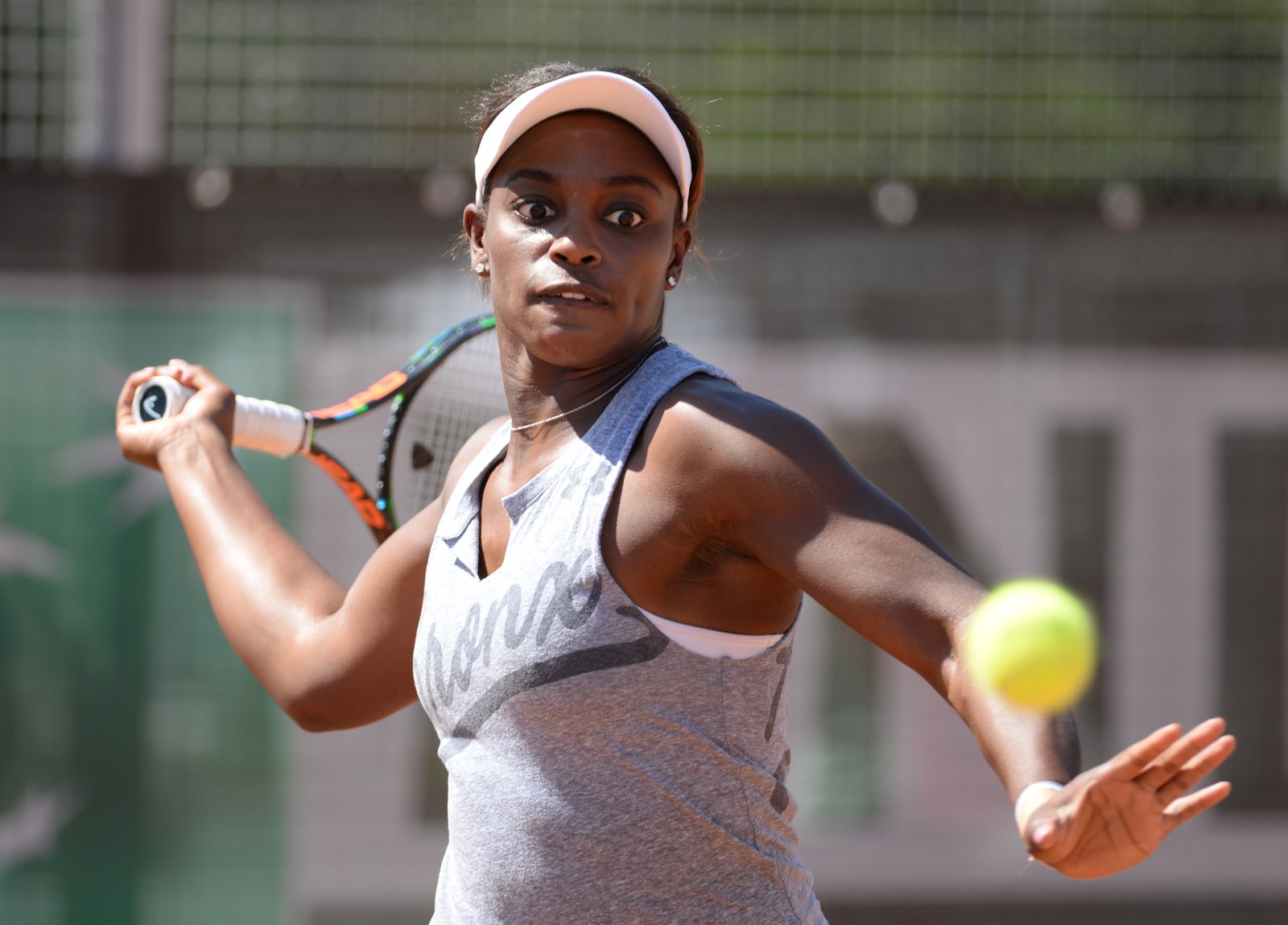 Sloane Stephens hitting a forehand on court