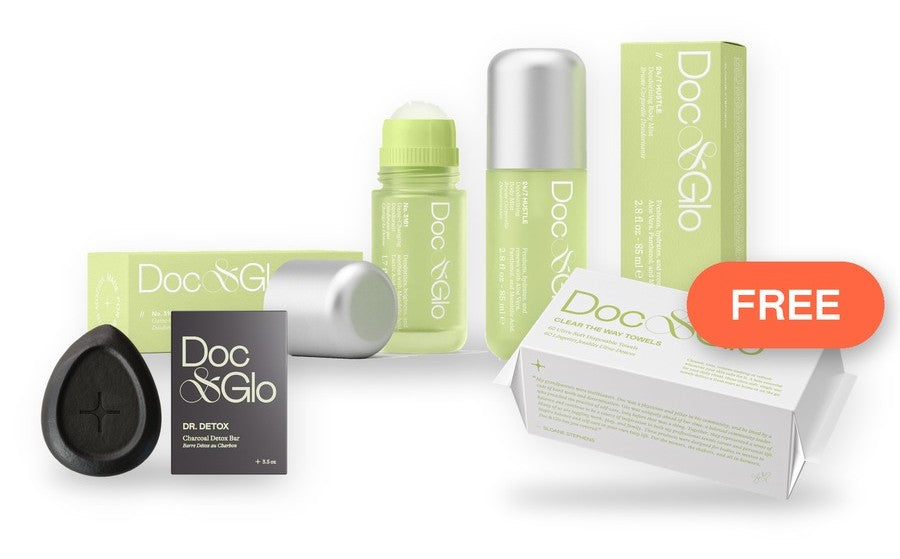 Daily Refresh Bundle: 24/7 Hustle Body Mist, No. 3161 Deodorant, Dr. Detox Charcoal Bar plus a free gift